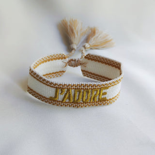 Bracelet "J'ADORE" blanc doré